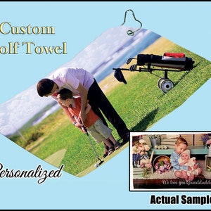 Golf Towel, Personalized Towel, Sports Towel, Gift For Golfer, Custom Towel, Bag Towel, Tennis Towel, Custom Golf Towel, Your photo & Words