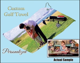 Golf Towel, Personalized Towel, Sports Towel, Gift For Golfer, Custom Towel, Bag Towel, Tennis Towel, Custom Golf Towel, Your photo & Words