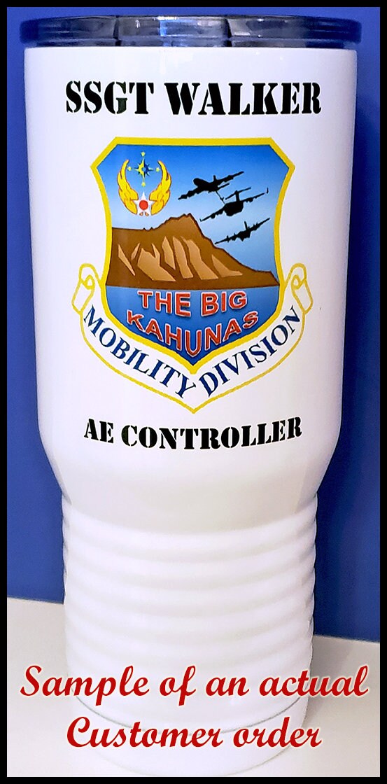 Custom Travel Mug Tumbler Personalized Logo Picture Graphic Wording - Stainless Steel Permanent Color Mug (Not a Vinyl Sticker), 20 oz.