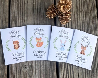 Baby Shower Seed Packets, Woodland Baby Shower Favors, Custom Seed Packs, Complete Packs, Sunflower & Wildflower, Seeds Included, Set of 25