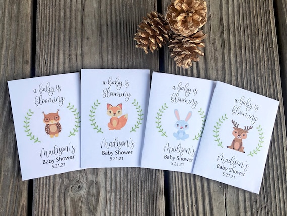 fox baby shower seed packets woodland favors