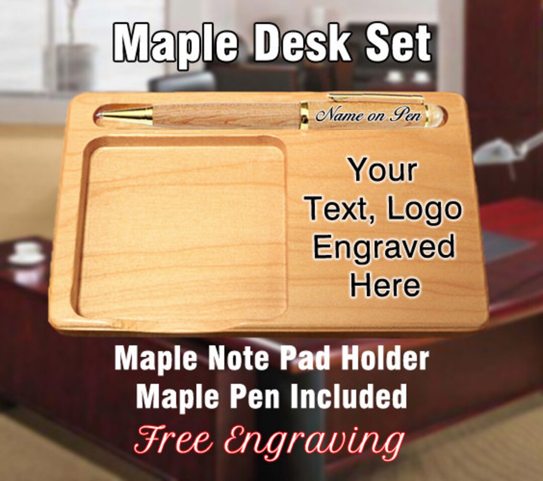 Engraved Desk Set, Office Set, Pen and Pad Holder, Personalized Office