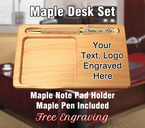 Engraved Desk Set Office Set Pen And Pad Holder Etsy