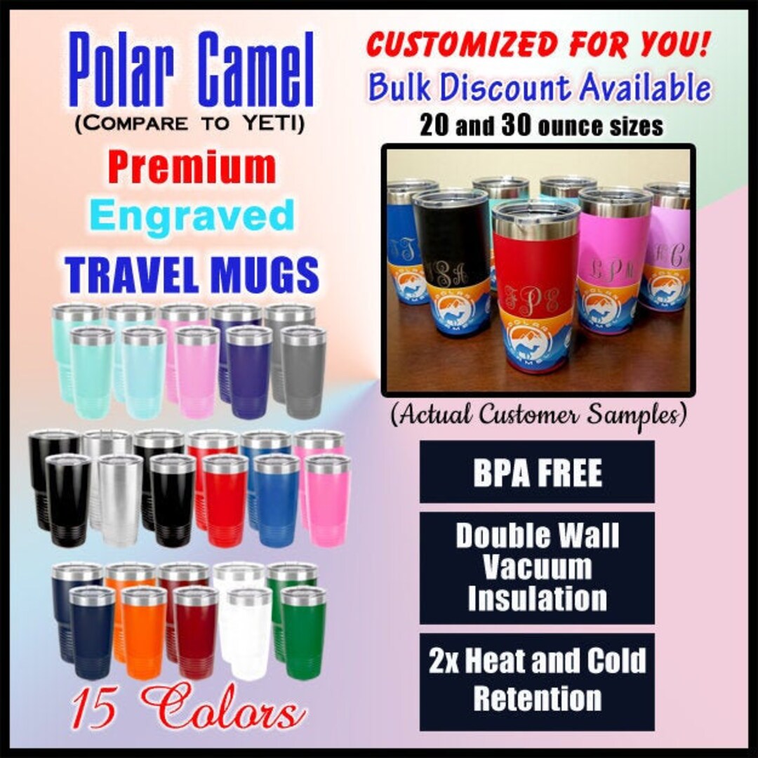 Engraved Travel Mug, Custom Tumbler, Compare to Yeti, Monogram Mug, Pet