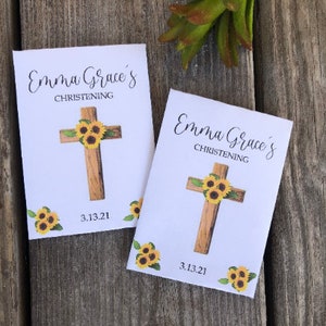Baptism Seed Packets, Personalized Sunflower Seed Packets, Custom Christening Favors, Sunflower Christening Favors, Includes Seeds, 25 count
