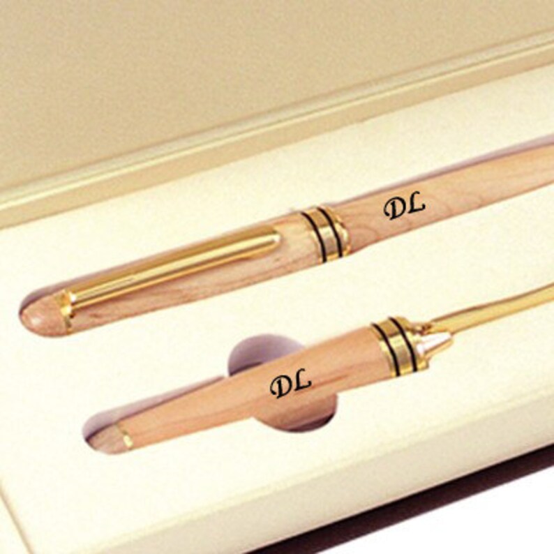 Engraved Desk Set Maple Wood Pen and Letter Opener with Gift Etsy