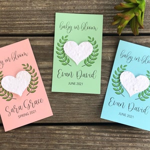 25 Baby Shower Plantable Seed Heart Cards, Baby Shower Favors, Sets of 25