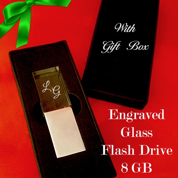 Flash Drive, Custom USB Drive, Personalized Flash Drive, USB Drive, Engraved USB Drive, Engraved Flash Drive, Custom Flash Drive, Glass, 8GB