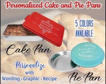 Personalized Cake Pan, Custom Pie Pan, Engraved Cake or Pie Pan, 5 Colors Available, Aluminum, Made in USA