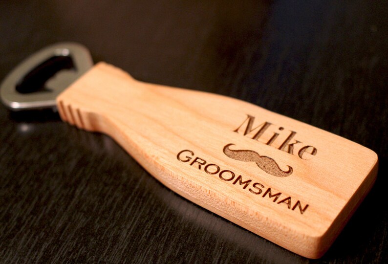 Engraved Bottle Opener, Personalized Bottle Opener, Maple Wood, Groomsman Gift, Groom, Father of the Bride, Best Man Gift, Personalized Gift image 1