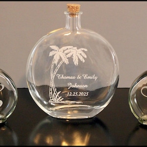 Sand Ceremony Set, Beach Wedding, Unity Ceremony, Blending of the Sands Ceremony, Beach Ceremony, Personalized, Etched Glass, 3 piece set