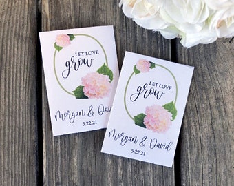 Hydrangea Wedding Seed Packets, Bridal Shower Seed Packets, Personalized Seed Packets, Wedding Favors, Complete, Seeds Included, Set of 25.