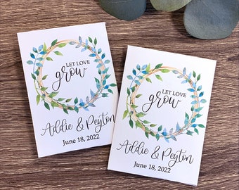 Personalized Floral Ring Seed Packets, Custom Seed Packets, Wedding Favors, Wildflower or Sunflower Seeds Included, set of 25