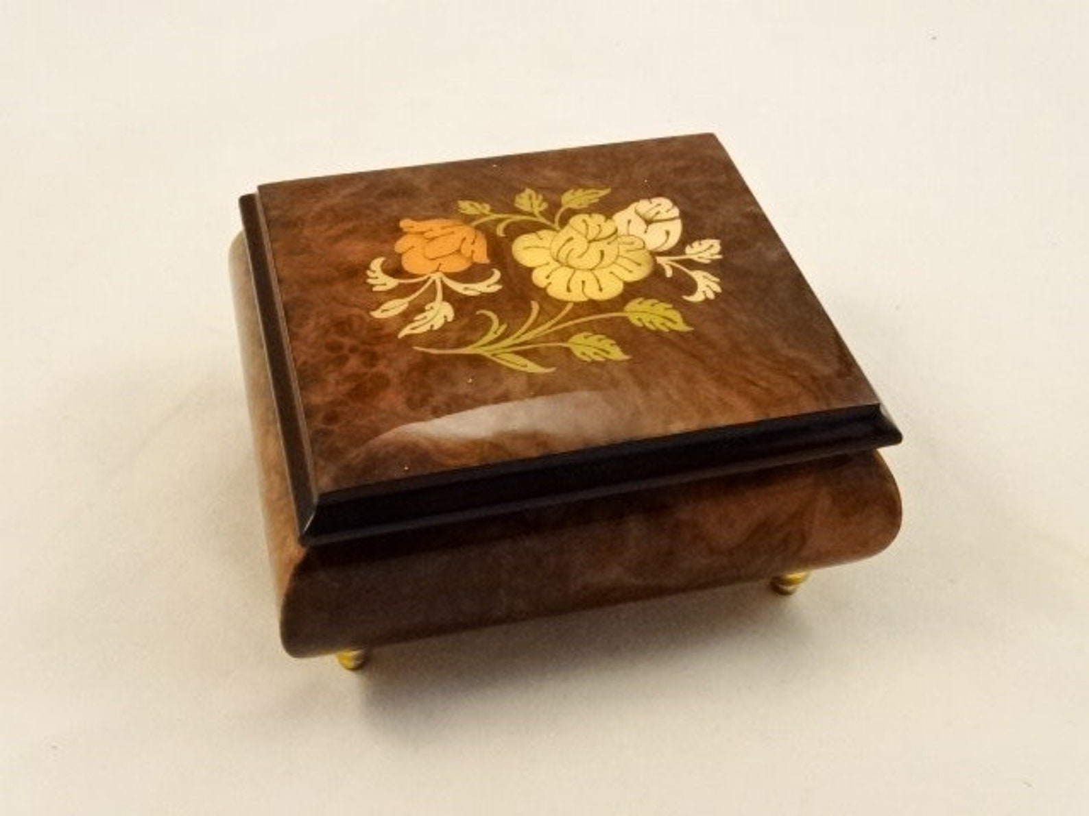 Made in Italy Sorrento Brown High Gloss Music Box With Flowers Etsy