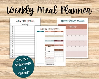 Weekly Meal Planner, Digital Download, Instant Download, Meal Planner, Planner Printable, Meal Planner Printable, Shopping List Printable