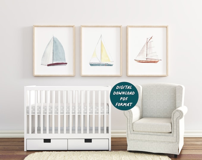 Sailboat Printable Art Digital Download Wall Art Boat - Etsy