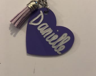 Personalized Name Keychain: Custom Acrylic Tag with Tassel