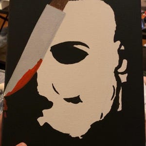 Michael Myers Canvas – Hand-Painted Halloween Horror Wall Art | 8x10” Slasher Movie Decor | Spooky Season Gift for Horror Fans