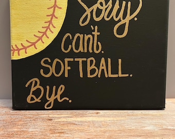 Divertido cartel de lona de softbol: decoración deportiva rústica hecha a mano.