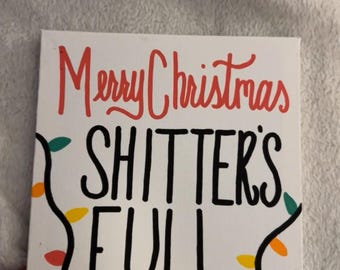 Lienzo pintado a mano "Feliz Navidad, ¡Qué desastre!" - Decoración navideña