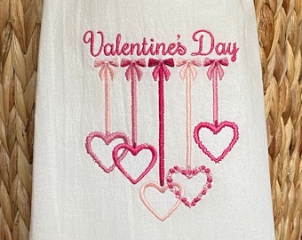Valentine Hearts Kitchen Embroidered Flour Sack Gift Towel