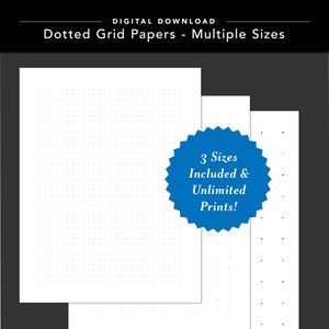 Dotted Grid Paper Digital Download PDF with Multiple Grids for Sketching, Writing and Planning // Scrapbook Backgrounds // Unlimited Prints