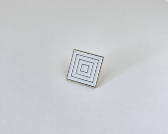 Nested Square Enamel Pin - Minimalist Modern Design Lapel Tote Bag Pin