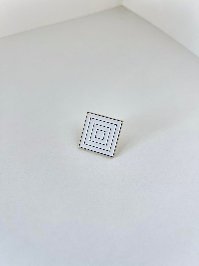 Nested Square Enamel Pin Minimalist Modern Design Lapel Tote Bag Pin image 1