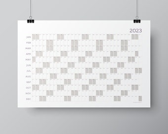 2023 Wall Calendar // Year at a Glance - View & Plan the Entire Year // Fine Art Paper Print - Write-On // 30 In X 20 In