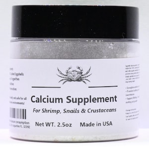 2.5oz Natural Calcium Supplement for Shrimp and Snails - Crushed Eggshell Powder for Healthy Shell Growth