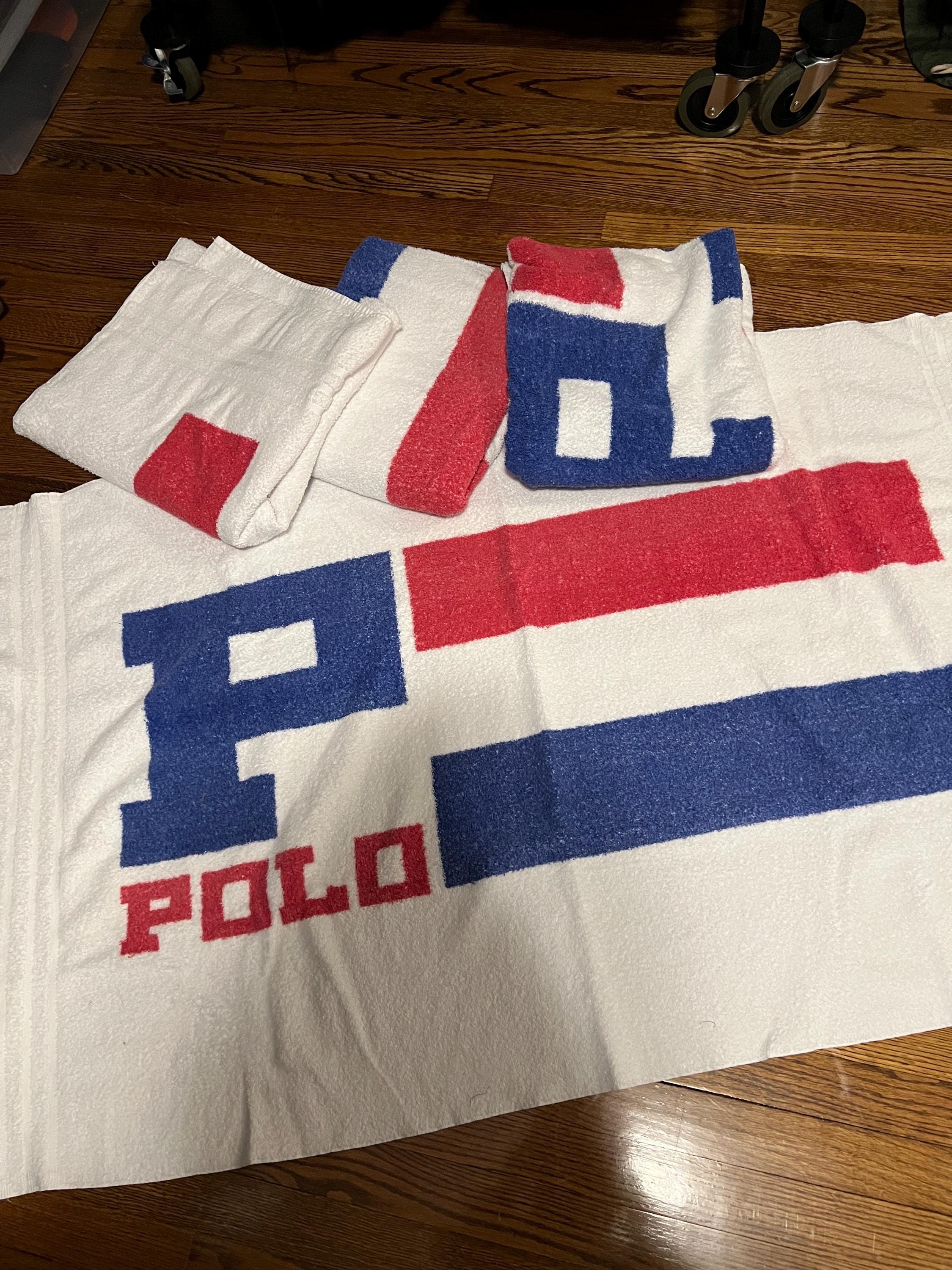 【新品】 90s USA製 ポロラルフローレン ビーチタオル 1990年代ヴィンテージ ポロ ラルフローレン ビーチタオル - ホワイト P