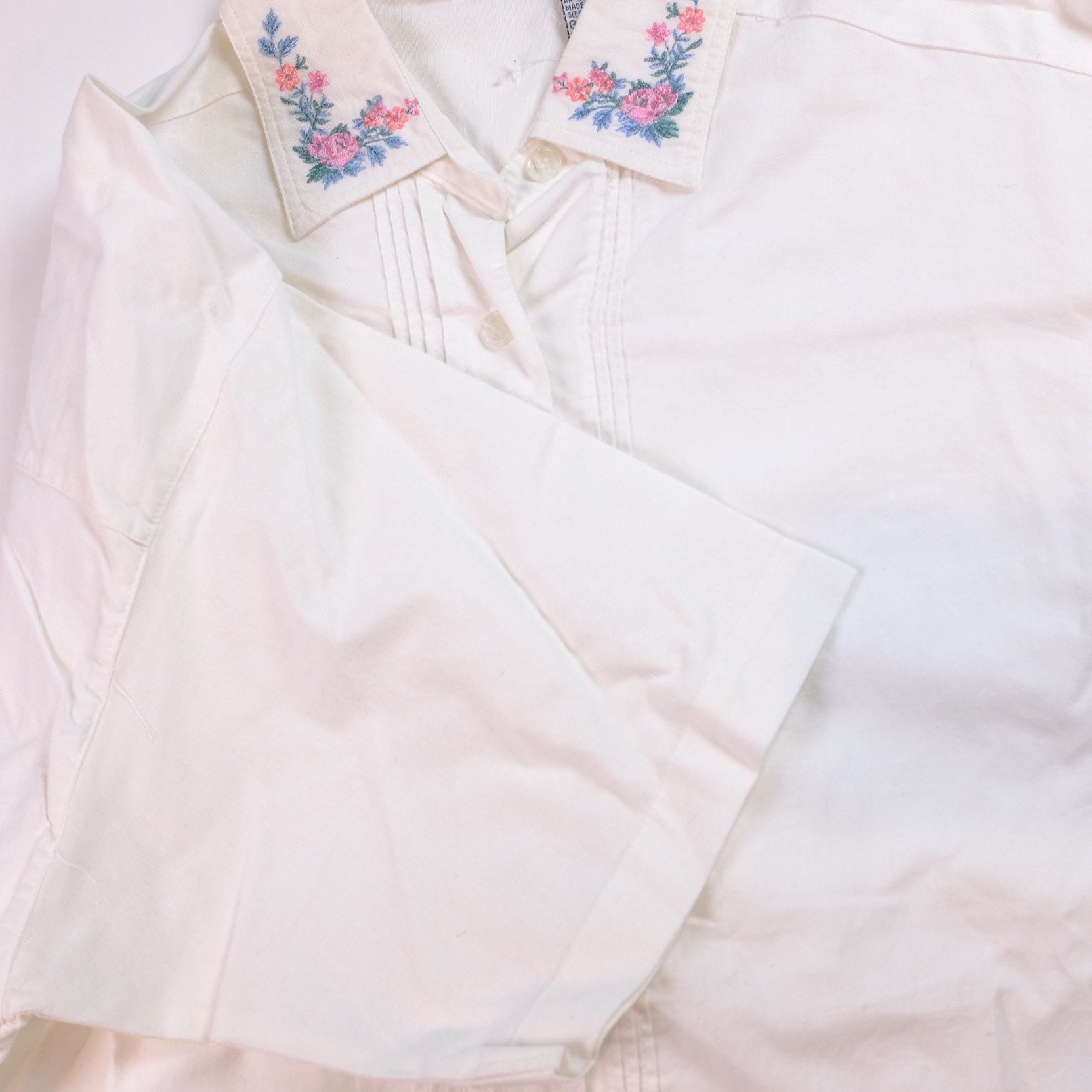 Vintage 90er Jahre alle weißen Kurzarm-Taste-down-Shirt | Etsy