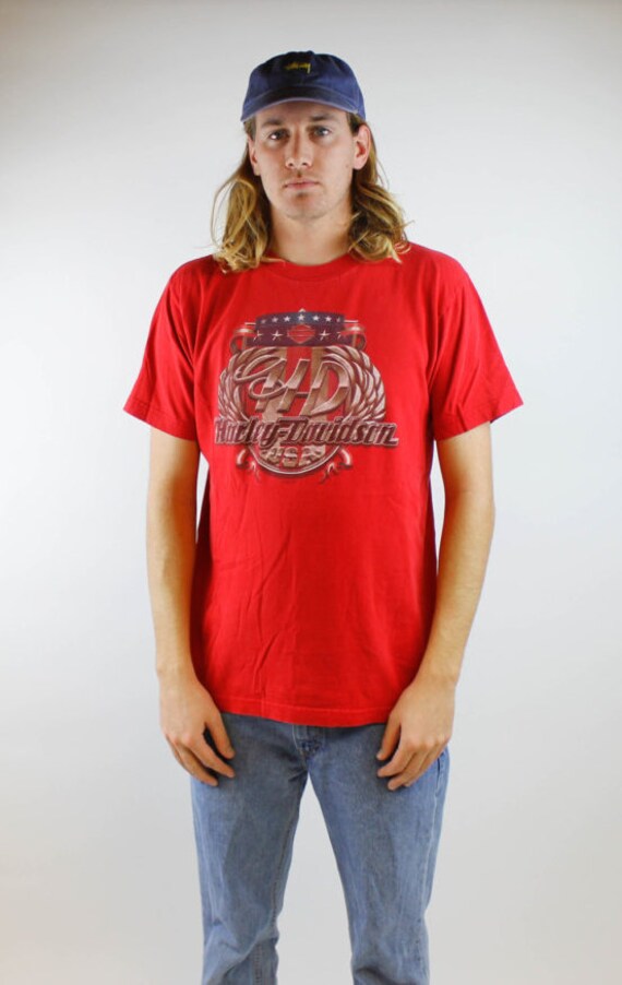 Red Harley Davidson Tee Harley Biker Shirt Houston Texas | Etsy