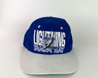 Vintage 90s Tampa Bay Lightning Snapback Hat - AJD Signature Blue NHL