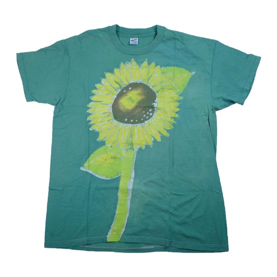 Vintage 1990s Hand dyed sunflower tie-dye hippie t
