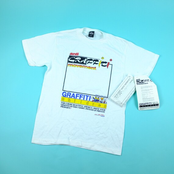 Brand new vintage 80s Anti GRAFFITI t shirt w/ mar