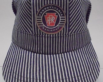 Engineer Railroad Cap Pennsylvania Railroad Vintage Style Hickory Stripe Made in the USA Adult Adjustable HO Scale Hobby Railroad Hat PRR