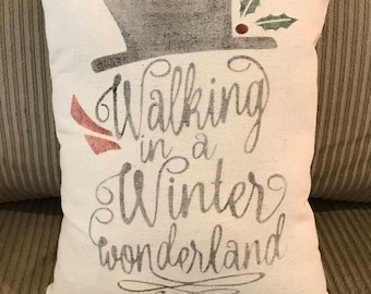 Walking in a Winter Wonderland Snowman Pillow