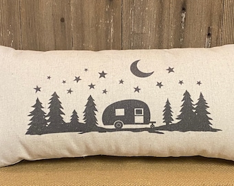Camping Scene Long Grainsack Pillow
