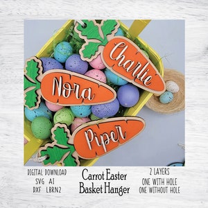 Fichier de coupe SVG carotte de Pâques - cintre de panier de Pâques carotte - fichier découpé au laser - fichier numérique