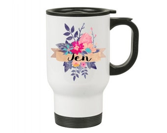 custom travel mug with handle etsy