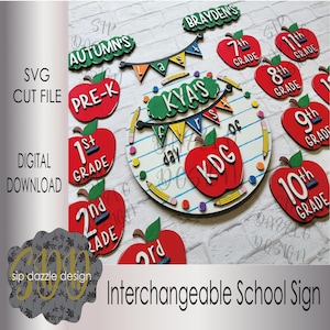 First and Last Day of School Interchangeable SVG, Personalized Back to School Board SVG, Laser Cut File