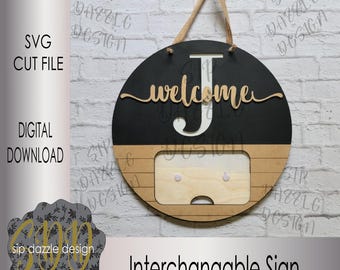 Welcome Door Hanger Interchangeable SVG