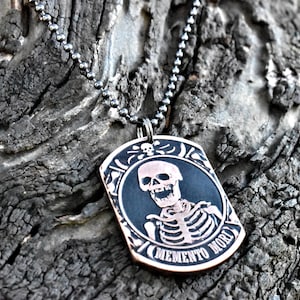 Memento Mori - Copper Coin Dog Tag Necklace