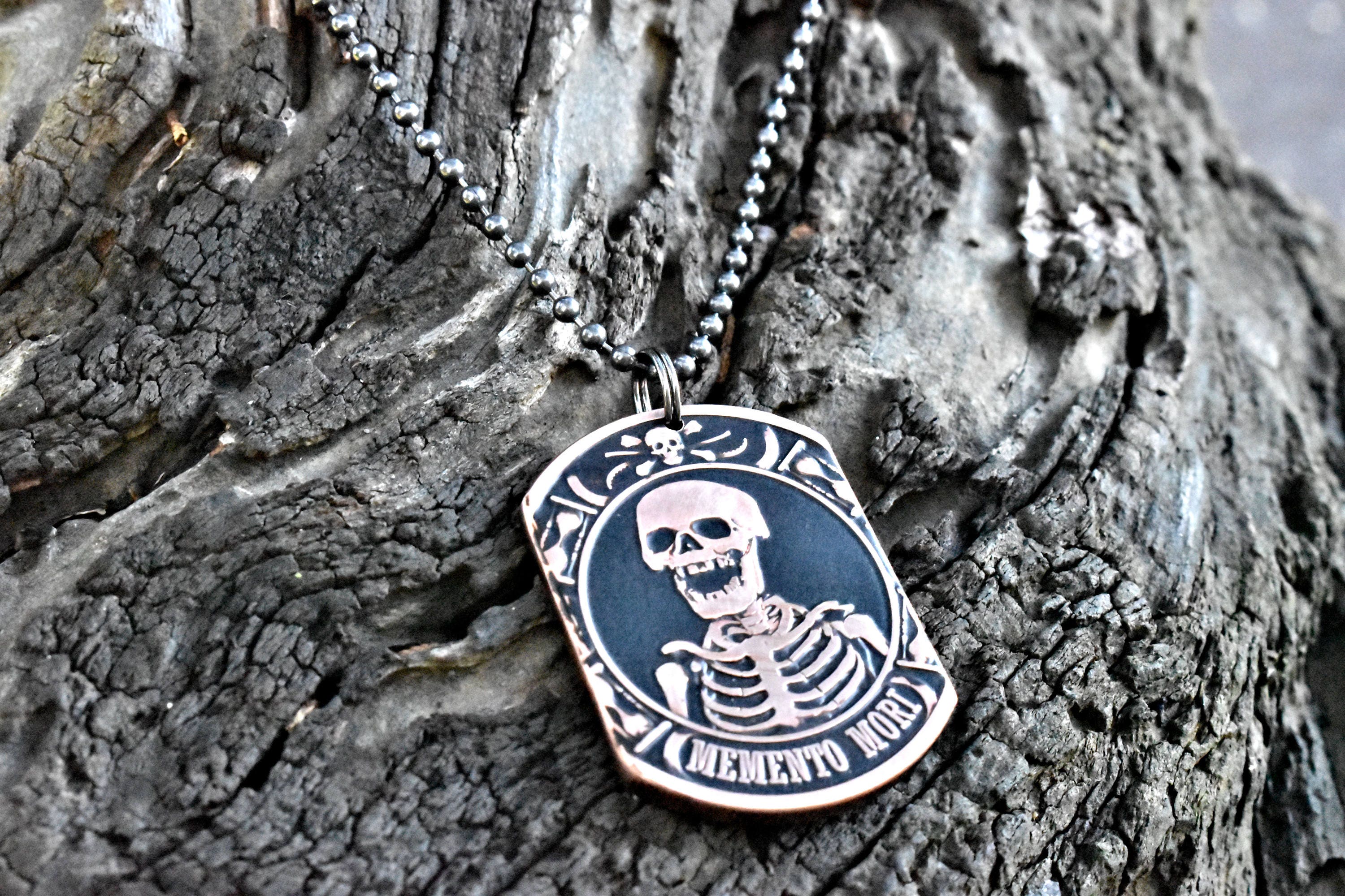 Memento Mori Copper Coin Dog Tag Necklace Etsy