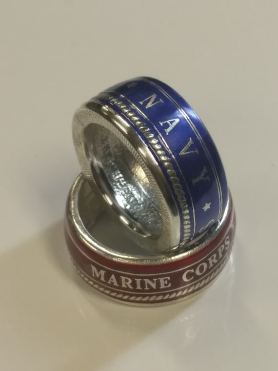 coin ring new colorized armed forces ring marines army etsy