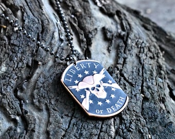 Liberty or Death - Copper Coin Dog Tag Necklace