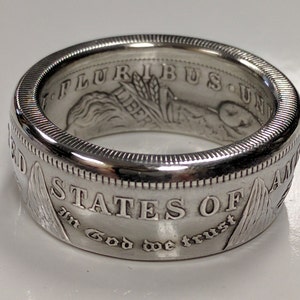 Coin Ring for Men Morgan Silver Dollar Coin Ring Makes a Unique Ring for Him and a Beautiful Coin Jewelry Piece in 3 Styles image 2