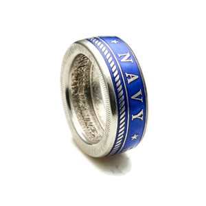 Coin Ring - NEW - Colorized Armed Forces Ring - Marines - Army - Navy - Air Force - Mens Coin Ring - Military Ring