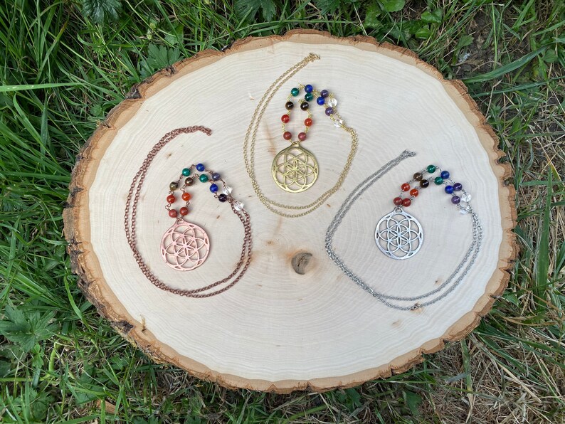 Flower of life chakra necklaces